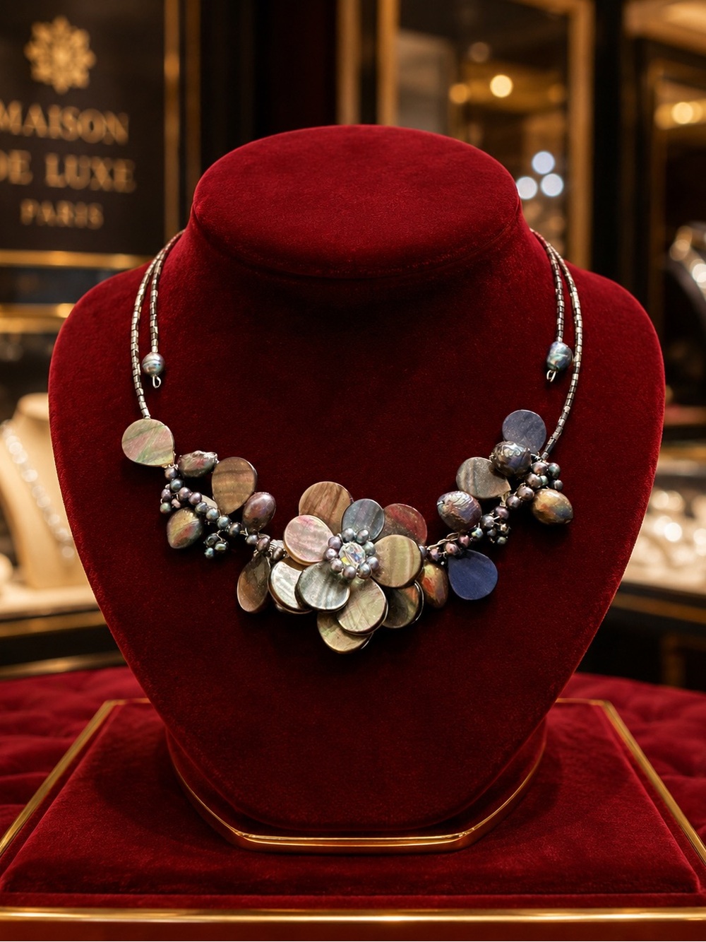 Cultured Tahitian Pears and Tahitian Mother of Pearl Chocker Necklace